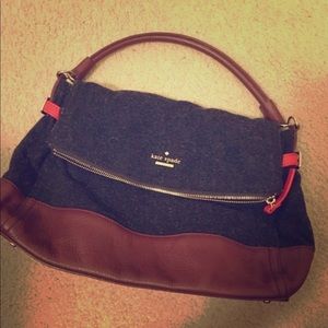 USED - Kate Spade Charcoal Suede & Velvet Handbag